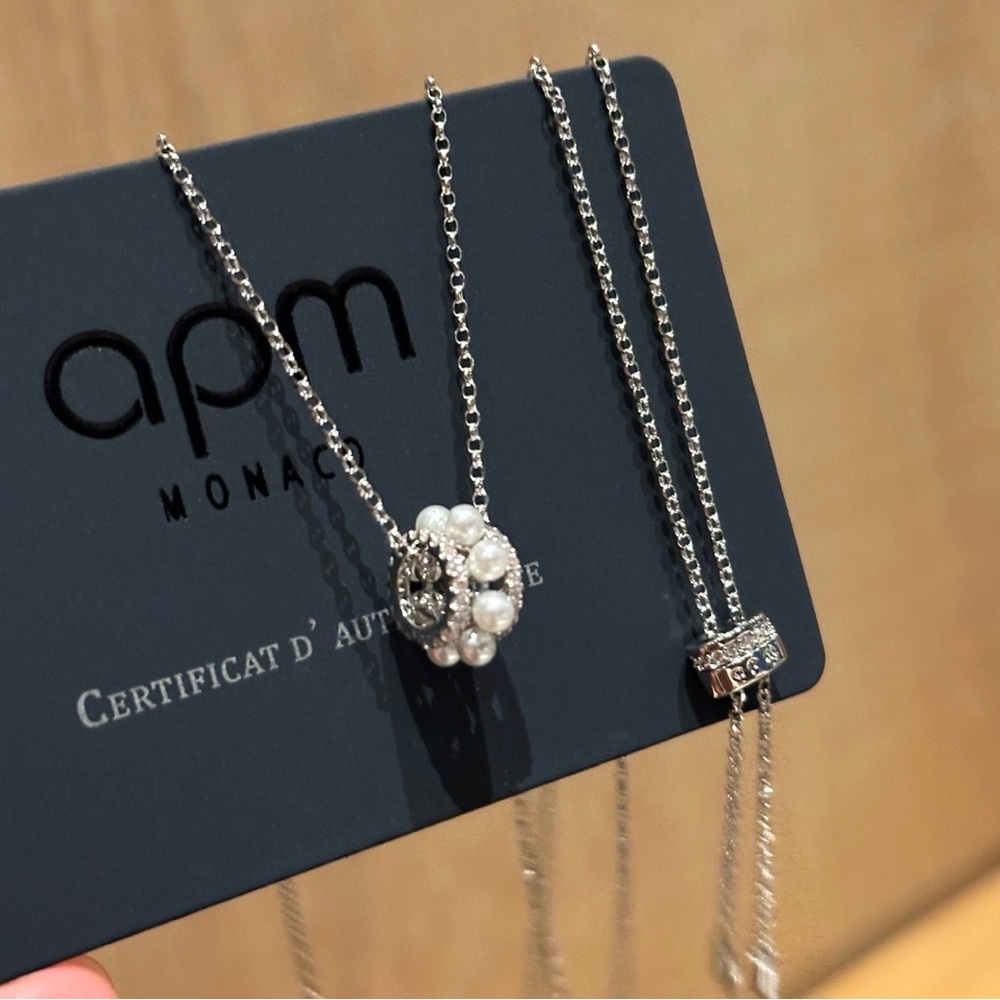 APM Silver Necklace with Pearl Detail